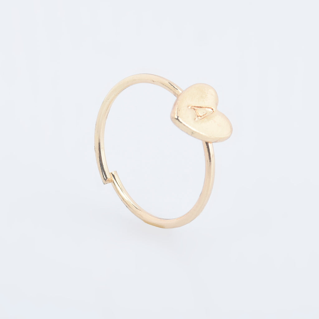 Zinc alloy Adjustable Dainty Initial Ring Personalized Heart Ring Letter Ring golden plated Mother's Day Gift 1pcs 102875