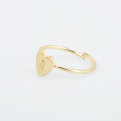 Zinc alloy Adjustable Dainty Initial Ring Personalized Heart Ring Letter Ring golden plated Mother's Day Gift 1pcs 102875