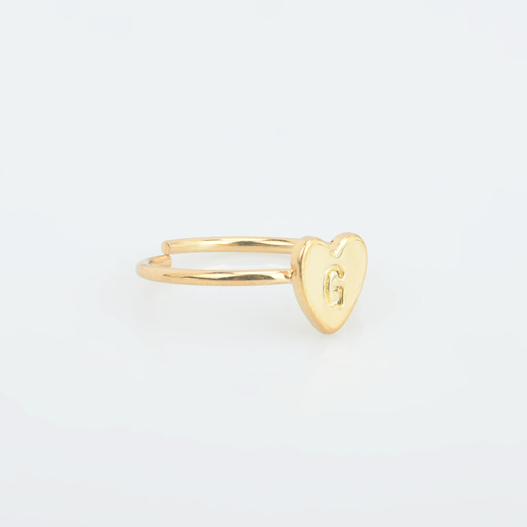 Zinc alloy Adjustable Dainty Initial Ring Personalized Heart Ring Letter Ring golden plated Mother's Day Gift 1pcs 102875