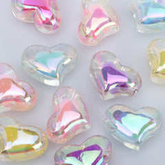 15*21mm Acrylic Heart Beads Pastel beads Translucent Double crooked Heart Acrylic or Resin Beads mixed 50pcs 10289250