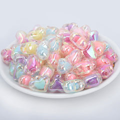 15*21mm Acrylic Heart Beads Pastel beads Translucent Double crooked Heart Acrylic or Resin Beads mixed 50pcs 10289250