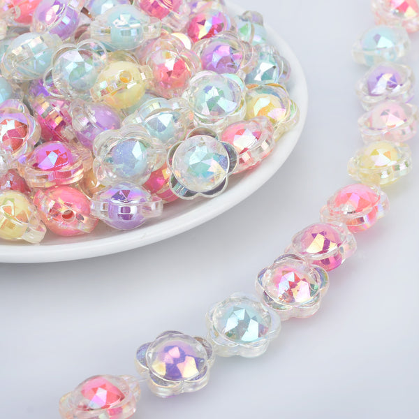 16*18mm Acrylic flower Beads Pastel beads Translucent Acrylic or Resin Beads Random mixed 50pcs 10289350