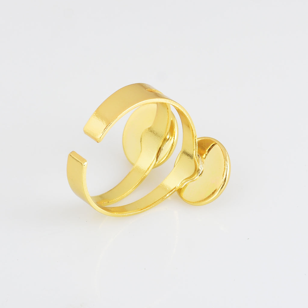 Adjustable Brass Ring Blank Bases Setting Double 10mm Round bezel DIY Jewelry accessories 10pcs 102902