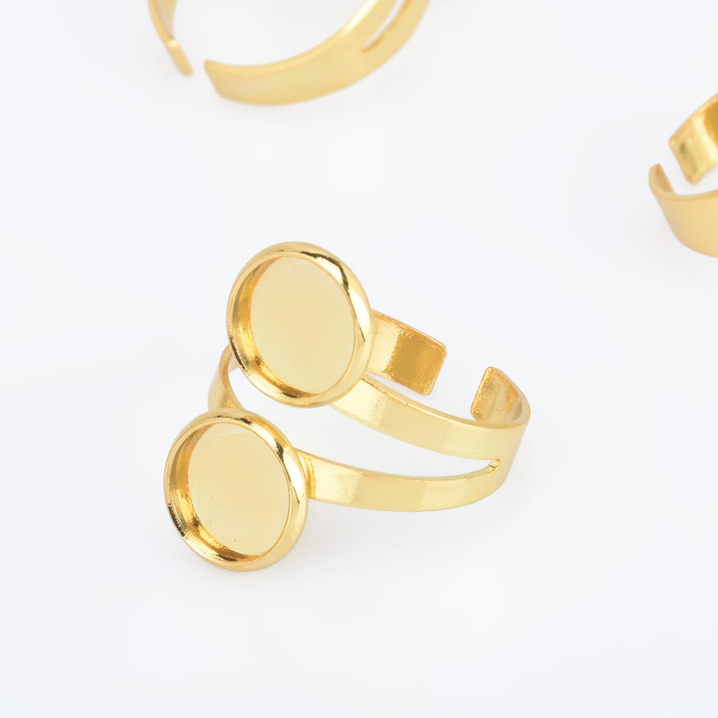 Adjustable Brass Ring Blank Bases Setting Double 10mm Round bezel DIY Jewelry accessories 10pcs 102902