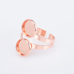 Adjustable Brass Ring Blank Bases Setting Double 10mm Round bezel DIY Jewelry accessories 10pcs 102902