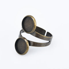 Adjustable Brass Ring Blank Bases Setting Double 10mm Round bezel DIY Jewelry accessories 10pcs 102902