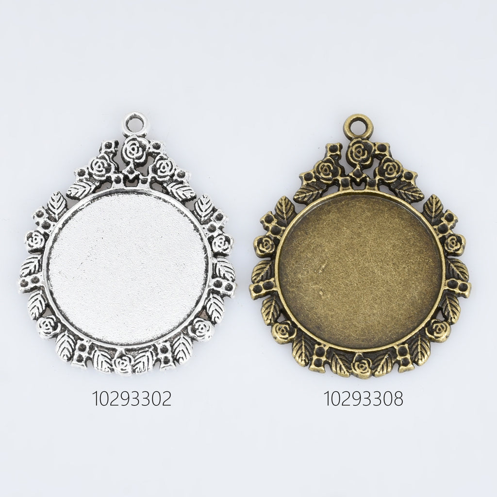25mm Alloy Pendant Tray Blank Pendant Bezel Round Cabochon Trays Circle Pendant Blanks diy pendant charm 10pcs 102933