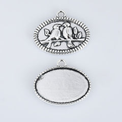 20*30mm Alloy Bird Pendant Trays Oval Pendant Settings Pendant Bases DiY Oval Bezel Pendant Trays Base 10pcs 102935