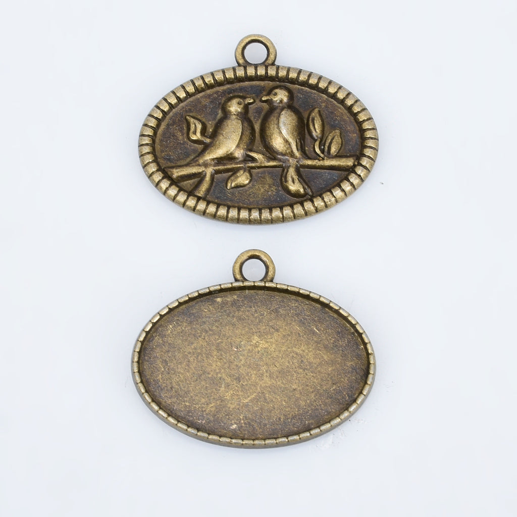 20*30mm Alloy Bird Pendant Trays Oval Pendant Settings Pendant Bases DiY Oval Bezel Pendant Trays Base 10pcs 102935