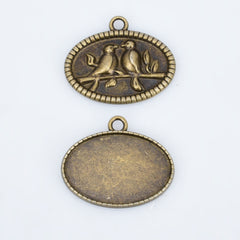 20*30mm Alloy Bird Pendant Trays Oval Pendant Settings Pendant Bases DiY Oval Bezel Pendant Trays Base 10pcs 102935