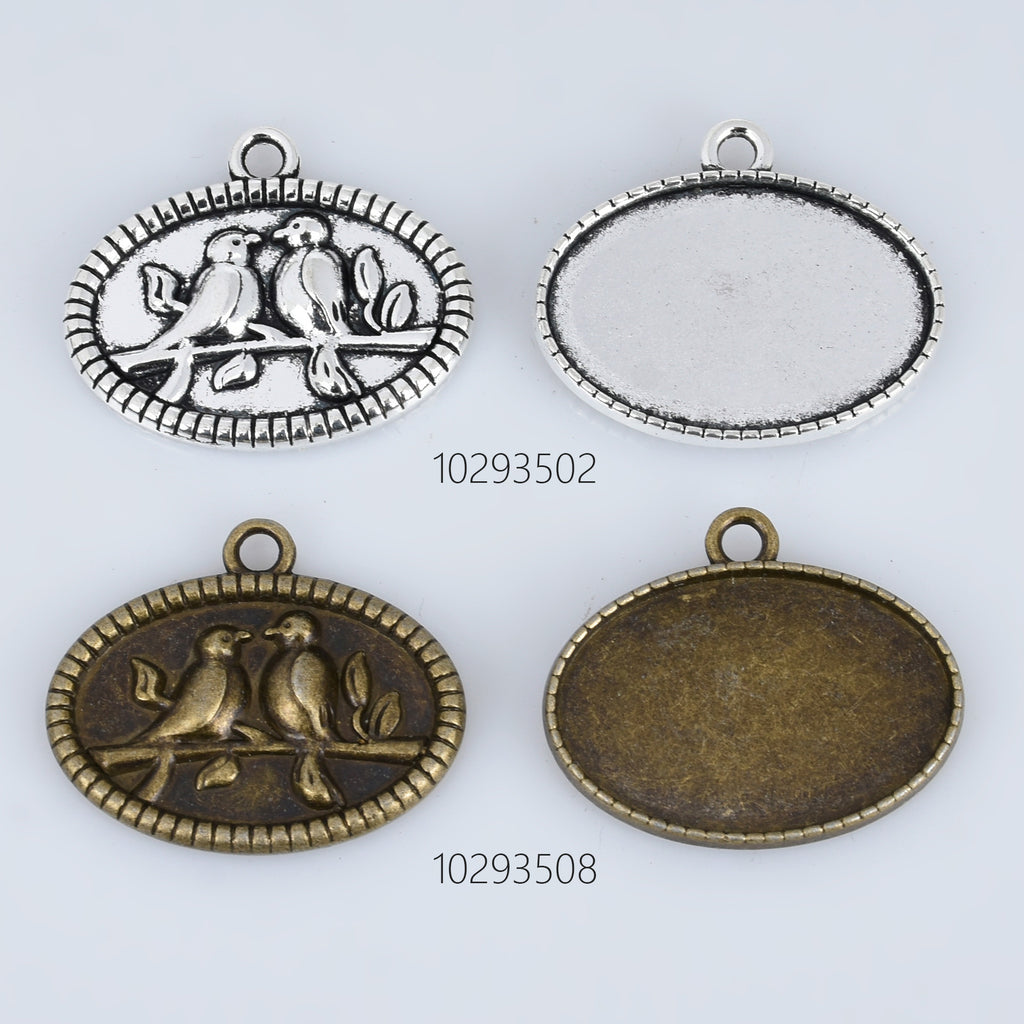 20*30mm Alloy Bird Pendant Trays Oval Pendant Settings Pendant Bases DiY Oval Bezel Pendant Trays Base 10pcs 102935