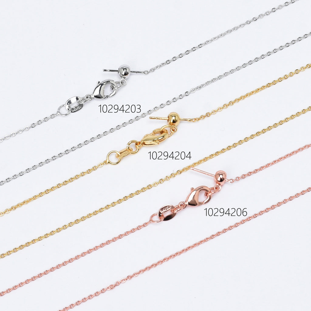 18" Length Brass Chain Necklace 1.2*1.6mm Cross O Chain with Rubber Stopper Bead Women Jewelry Accessories 1pcs 102942