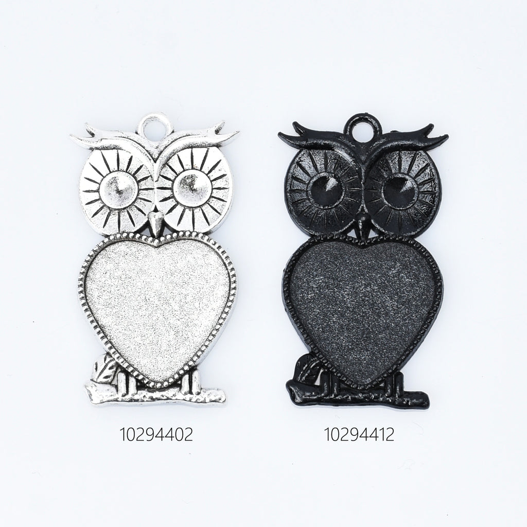 Owl Blank Bezel Pendant Trays alloy Owl Pendant Setting fit 20mm Heart Cabochon DIY Jewelry accessories 10pcs 102944