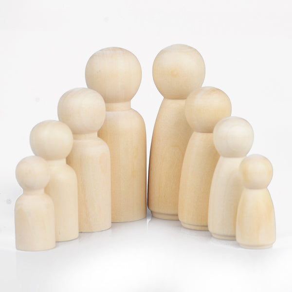 Wooden peg dolls Unfinished Solid Wood Peg Toy People Family Doll Bodies Paint Your Own 10pcs 102952