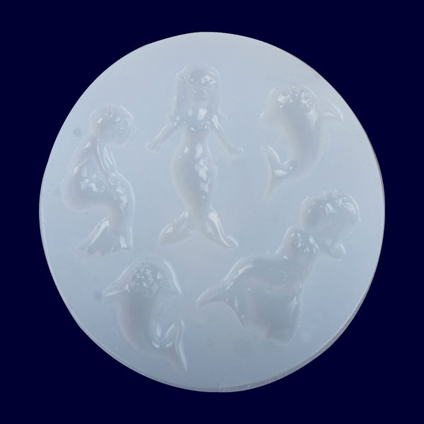 72*76mm Cute Mermaid Girl Dolphin Silicone Mold Clay UV mold Jewelry Mould Toy 1pcs 10298350