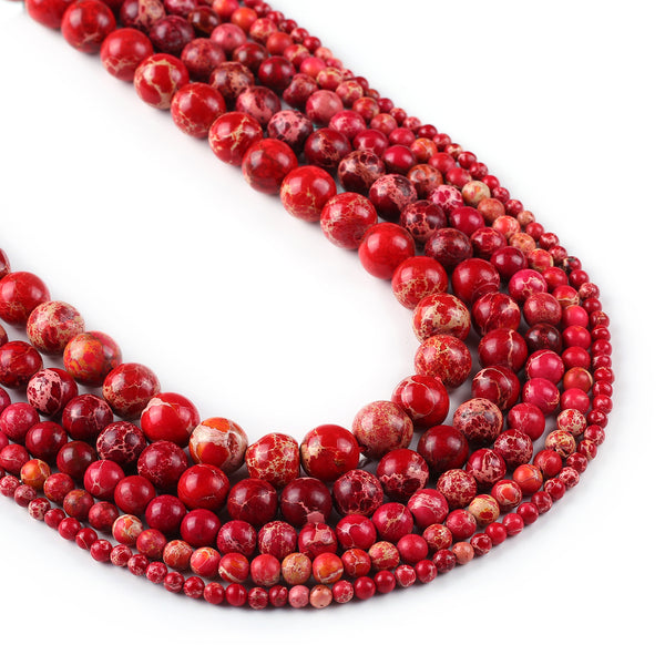 15'' Red Sea Sediment Jasper Beads 4 6 8 10 12mm Round Impression Jasper Gemstone Beads for DIY Jewelry Making 103000