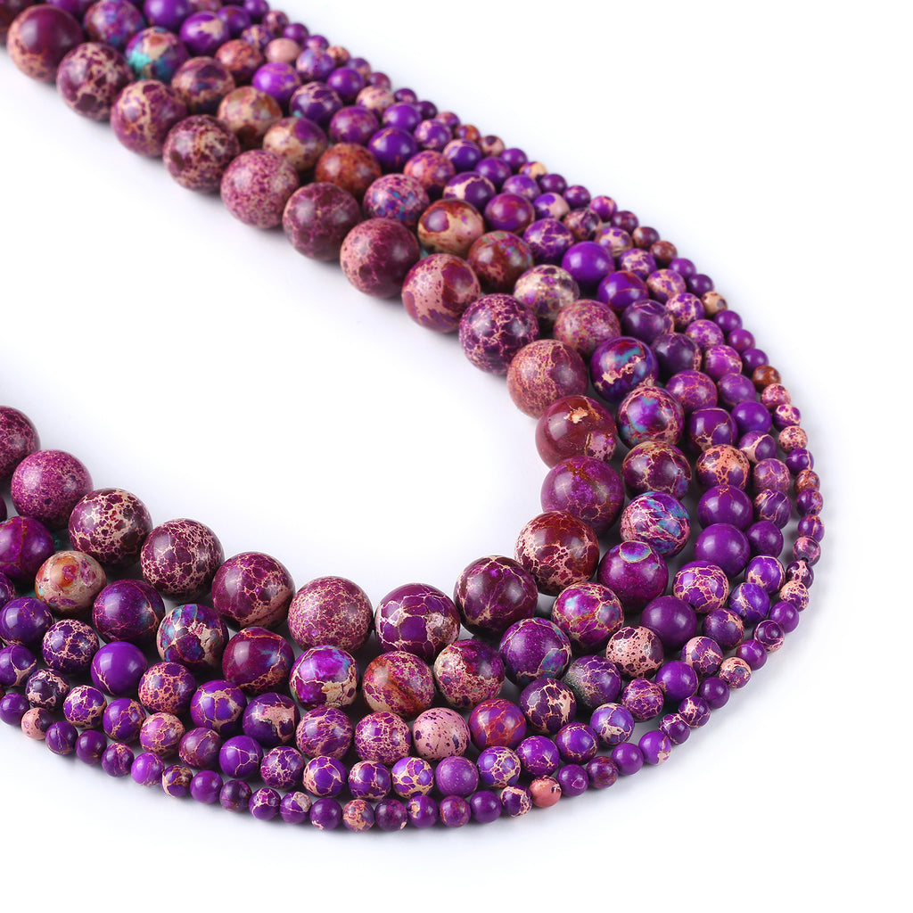15'' purple Sea Sediment Jasper Beads 4 6 8 10 12mm Round Impression Jasper Gemstone Beads 103001