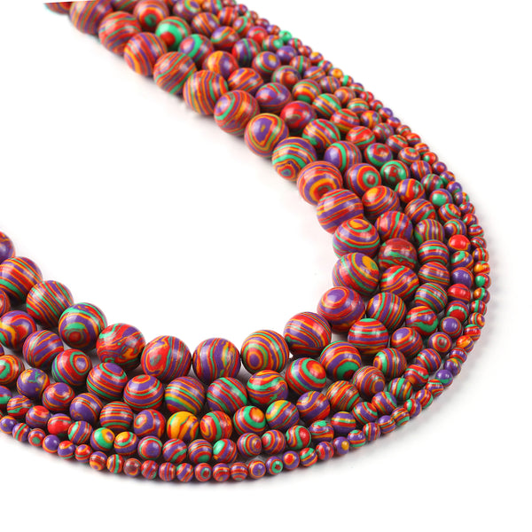 15'' Multicolor Synthetic Malachite Beads 4 6 8 10 12mm Round Gemstone Beads for DIY Jewelry 103012