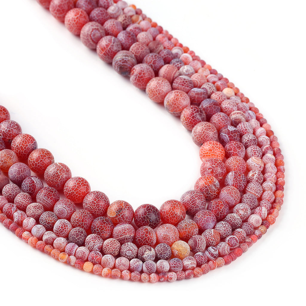 Matte weathered agate beads 4 6 8 10 12mm Crackle Agate Beads Gemstone Beads 15" Full Strand 103023