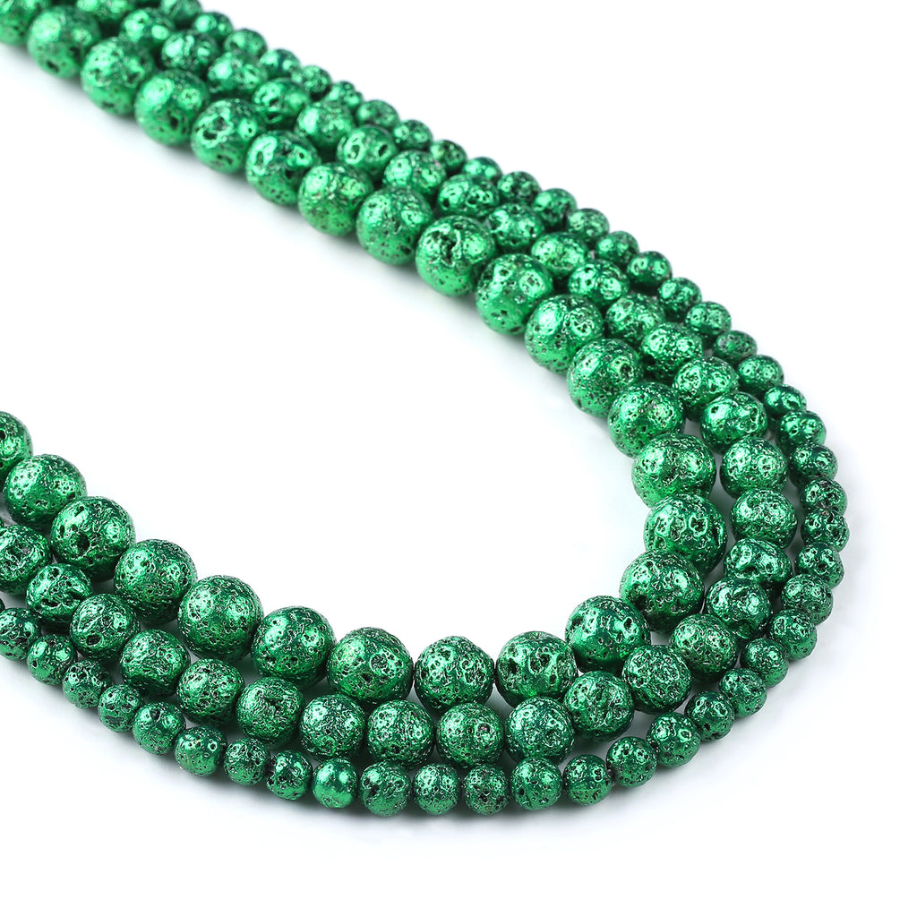 Deep Green Lava Beads 6 8 10mm Lava Rock Stone Wholesale Jewelry beads 15" Full Strand 103036