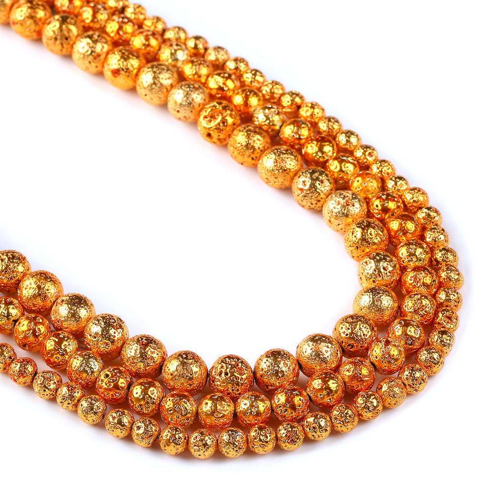 Golden yellow Lava Beads 6 8 10mm Volcanic Rock Beads Round Bead Gem beads 15" Full Strand 103039