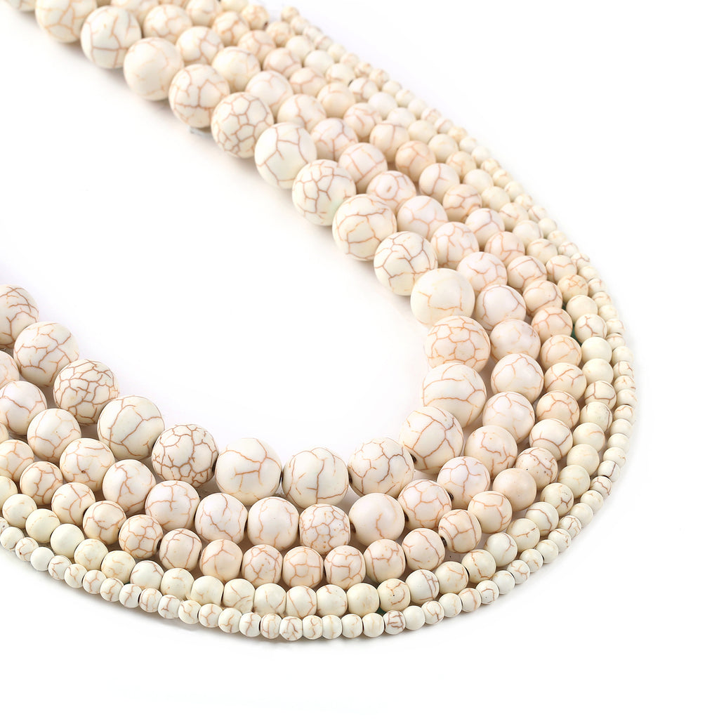 Synthetic White Turquoises Beads 4 6 8 10 12mm round Gemstone Beads for Jewelry Making 15" Full Strand 103041