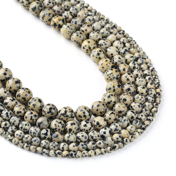 Natural Dalmation Jasper Beads 4 6 8 10 12mm Round Loose Beads Bracelet making beads 15" Full Strand 103043