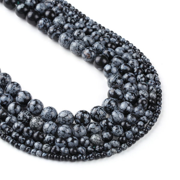 Natural Snowhlake Beads 4 6 8 10 12mm Natural Gemstone Beads Round Loose Beads 15" Full Strand 103047