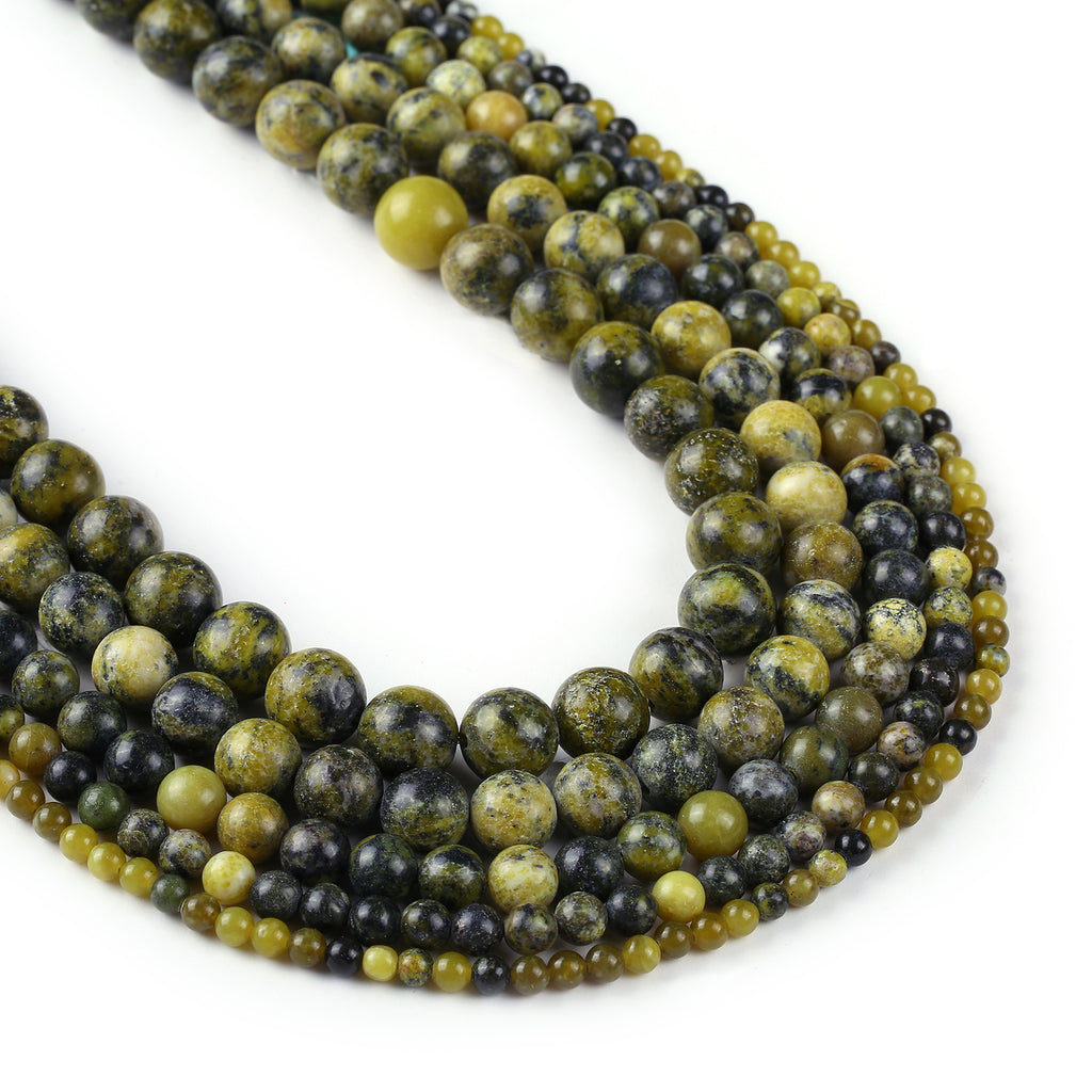 Natural Yellow Grass Turquoises Beads 4 6 8 10 12mm Gemstone Beads for Jewelry Making 15" Full Strand 103051