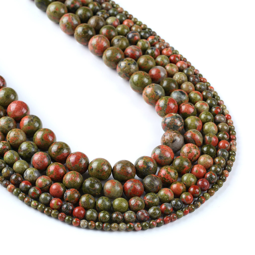 Natural Unakite Beads 4 6 8 10 12mm round Smooth Gemstone Beads Wholesale Beads For DIY Jewelry Making 15" Full Strand 103056