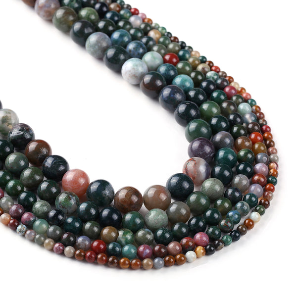 Indian Agate Beads Fancy Jasper Beads 4 6 8 10 12mm Wholesale Gemstone For Jewelry Making 15" Full Strand 103058