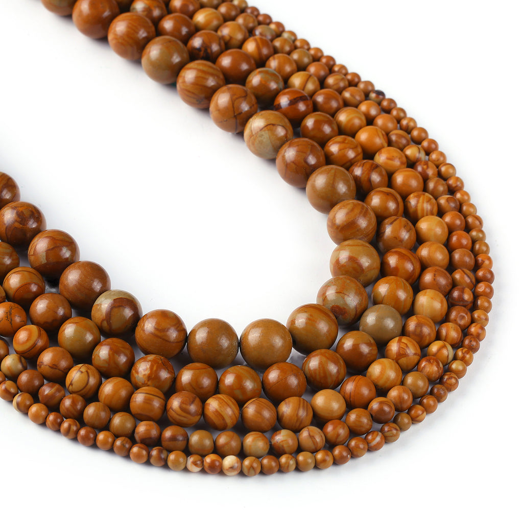 Natural Wood Stone Beads 4 6 8 10 12mm Round Loose Gemstone beads For DIY Jewelry Making 15" Full Strand 103061
