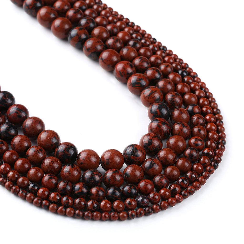 High Quality Natural Mahogany Obsidian Beads 4 6 8 10 12mm Round Loose Gemstones Beads 15" Full Strand 103063
