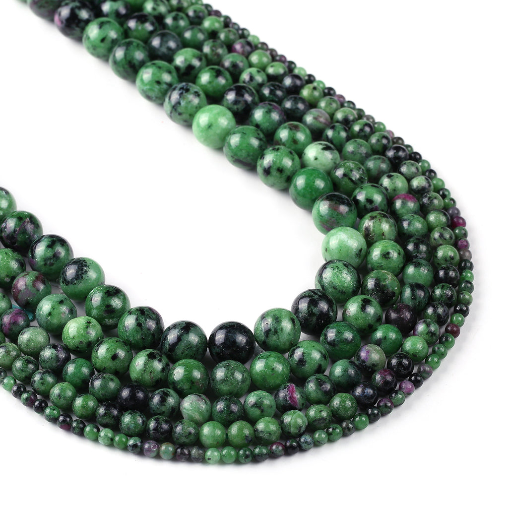 Natural Ruby Zoisite Beads 4 6 8 10 12mm Round Gemstone Loose Bead Necklace for Jewelry Making 15