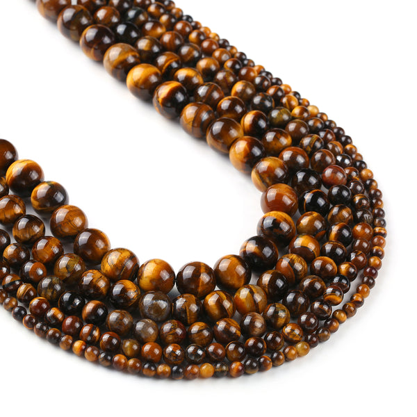 Tiger Eye Beads Grade 1A 4 6 8 10 12mm Round Natural Gemstone Beads Jewelry Gift 15" Full Strand 103067