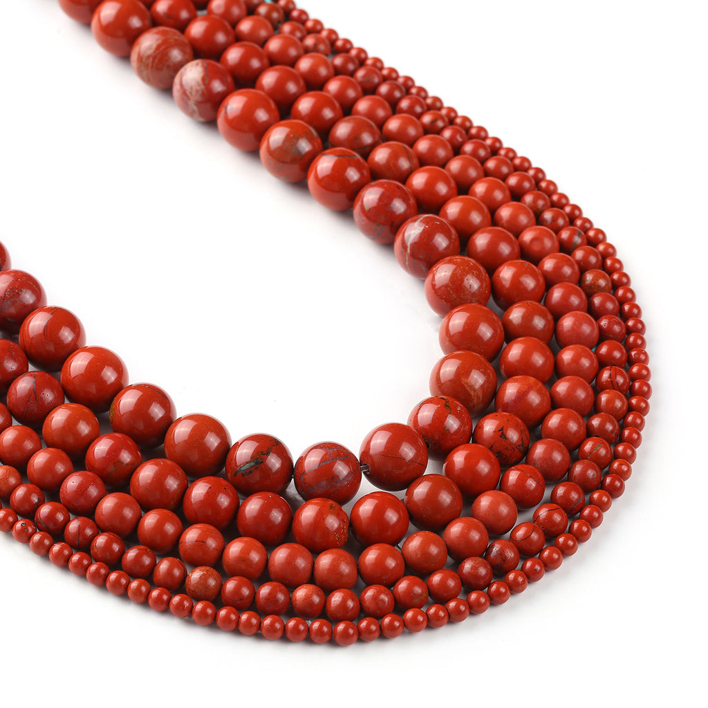 Natural Red Jasper Beads 4 6 8 10 12mm Grade AAA Smooth Round Loose Beads For Jewelry Making 15" Full Strand 103072