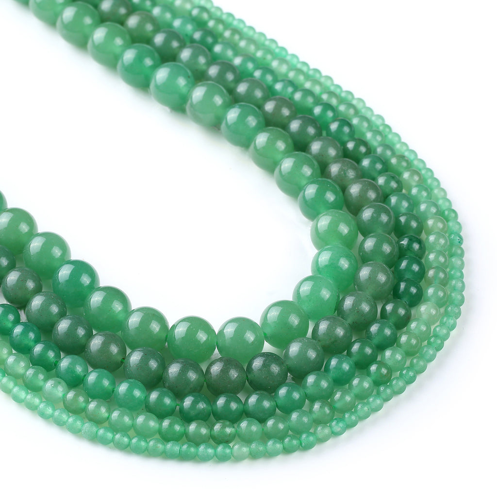 Natural Green Aventurine Beads 4 6 8 10 12mm Smooth Round Loose Beads For Jewelry Making 15" Full Strand 103075
