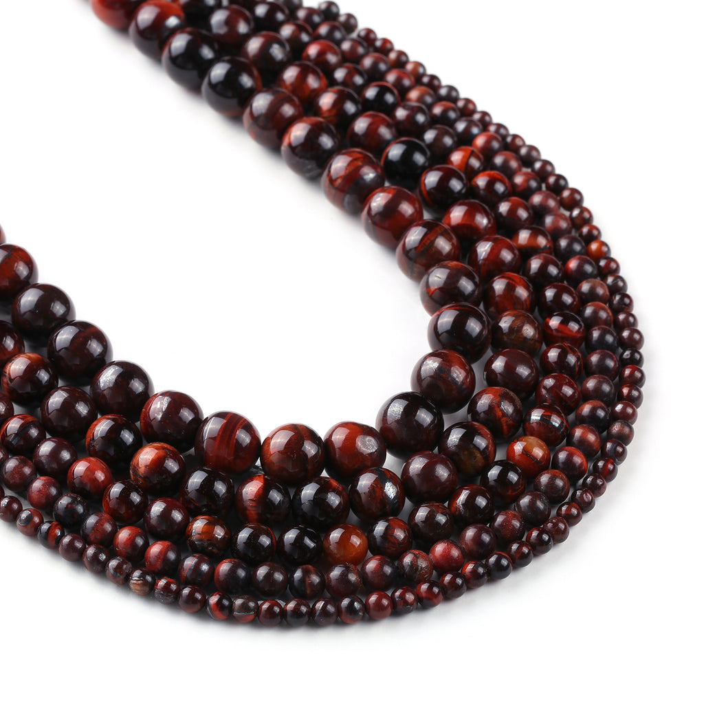 Red Tiger Eye Beads 4 6 8 10 12mm Natural Gemstone Round Loose Beads Craft Supplies 15" Full Strand 103076