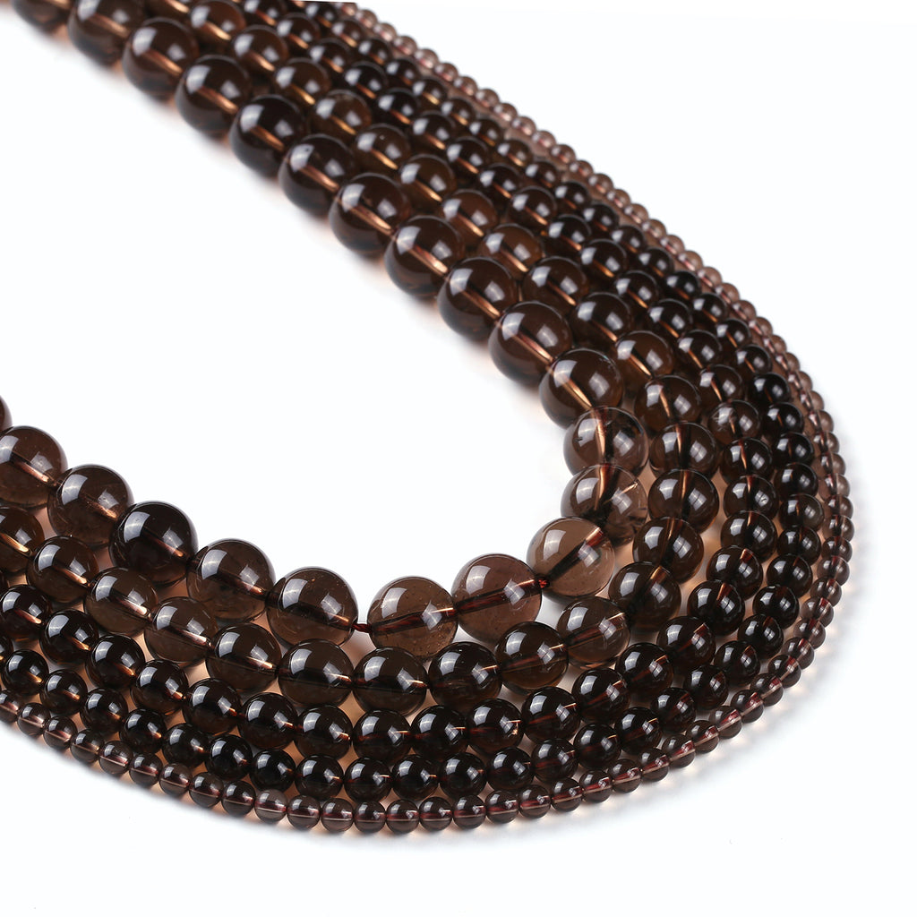 Natural Smoky Quartz Beads 4 6 8 10 12mm round Loose Gemstone Beads for Jewelry Supplies 15" Full Strand 103085