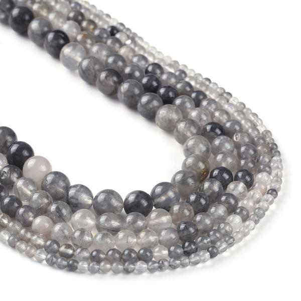 Natural Gray Cloud Quartz beads 4 6 8 10 12mm Loose Gemstone Round Wholesale 15" Full Strand 103087