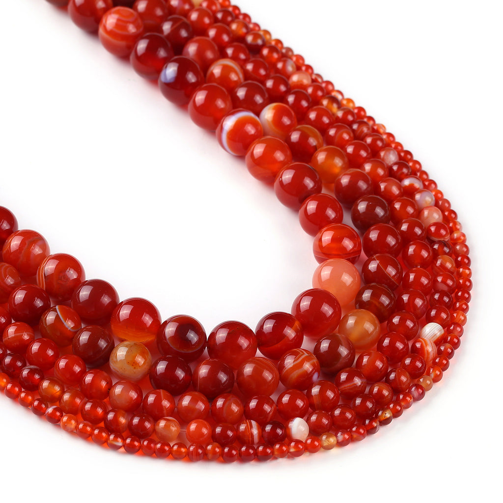 Natural Red Strip Agate beads 4 6 8 10 12mm Round Loose gemstone bead DIY Jewelry 15" Full Strand 103091