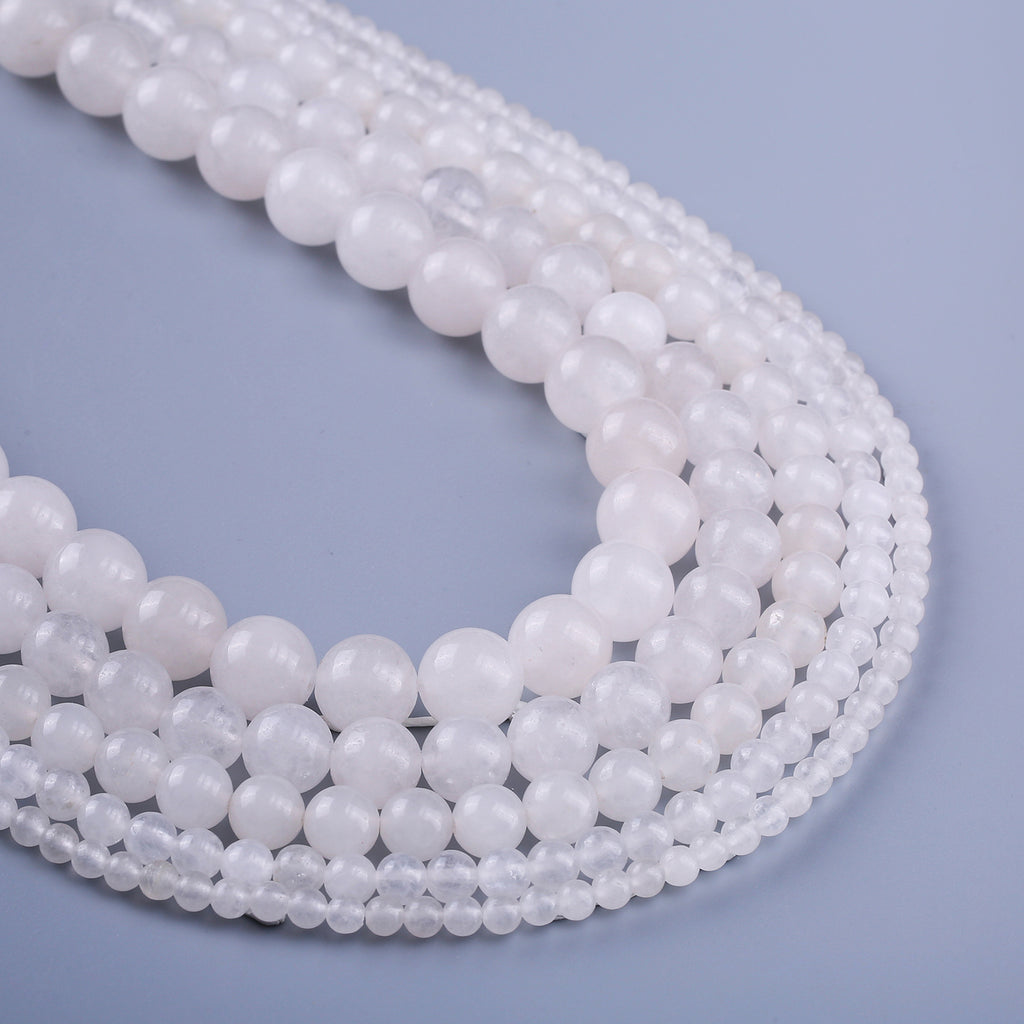 Natural White Jade beads 4 6 8 10 12mm Round Beads For DIY Making Jewelry Decoration 15" Full Strand 103098