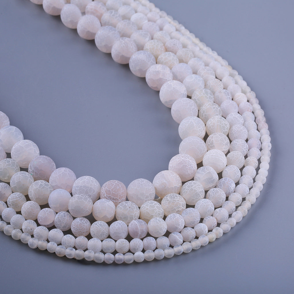 White Weathered agate beads Frosted Agate Beads Round Matte Gemstone Beads 4 6 8 10 12mm 15
