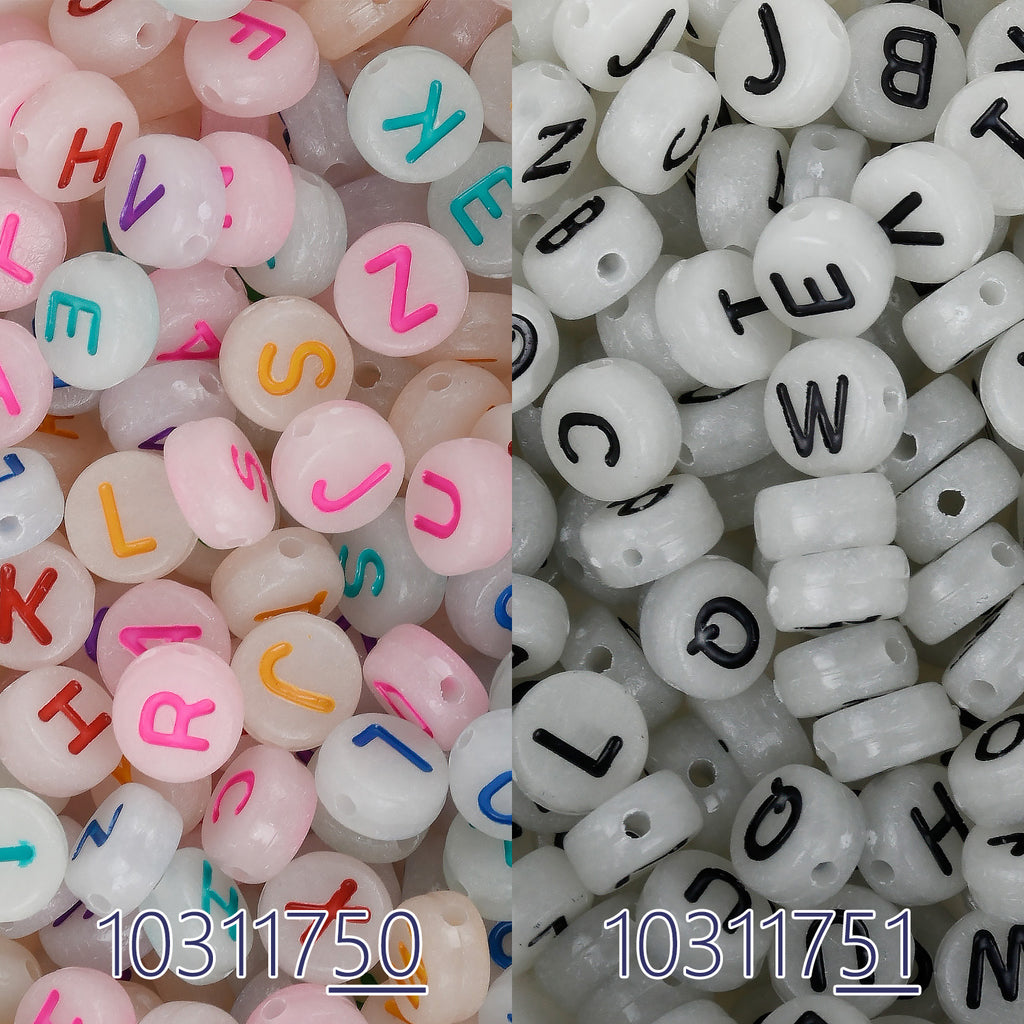 7mm Glow in Dark beads acrylic beads plastic letter beads Craft Supplies for bead necklace 100pcs/bag 103117