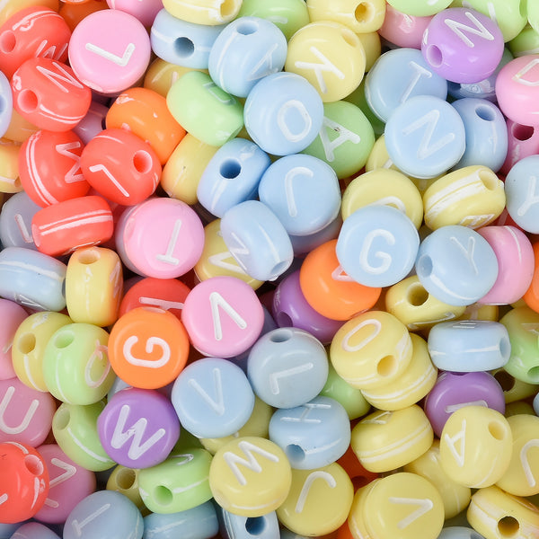 7mm Solid Color Acrylic Alphabet Beads name beads handmade bracelet necklace making 100pcs/bag 10312750