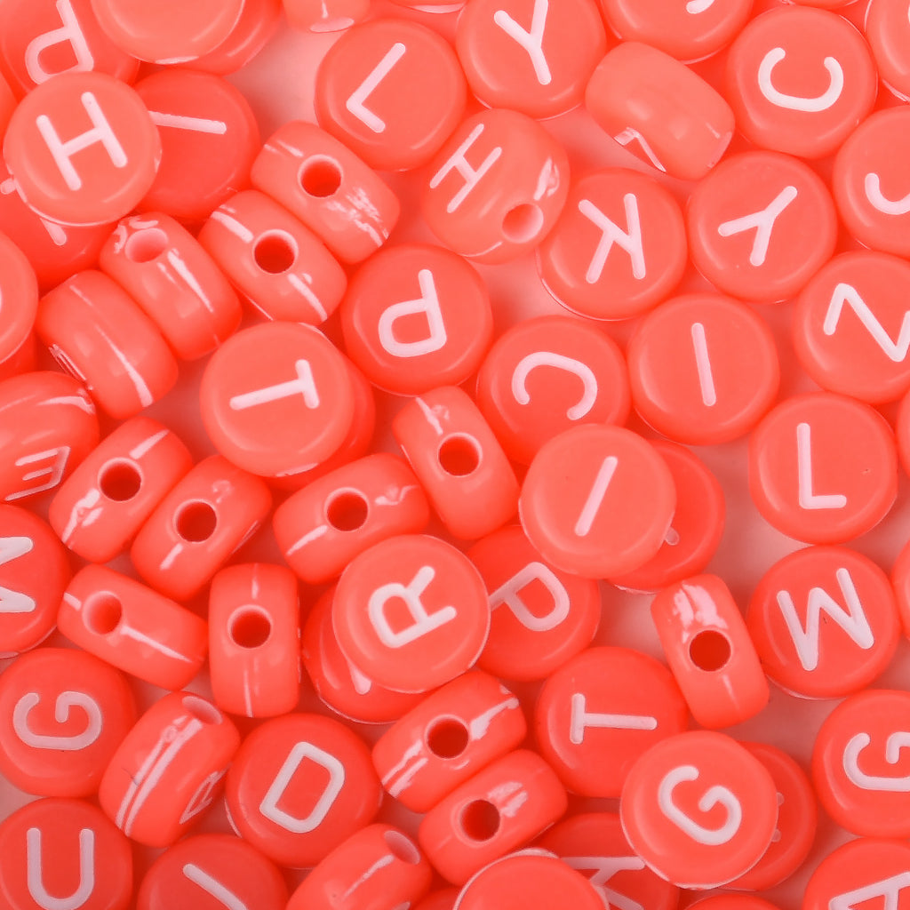 7mm Solid Red Acrylic Alphabet Beads Randomly Mixed Letter Beads plastic beads 100pcs/bag 10312756