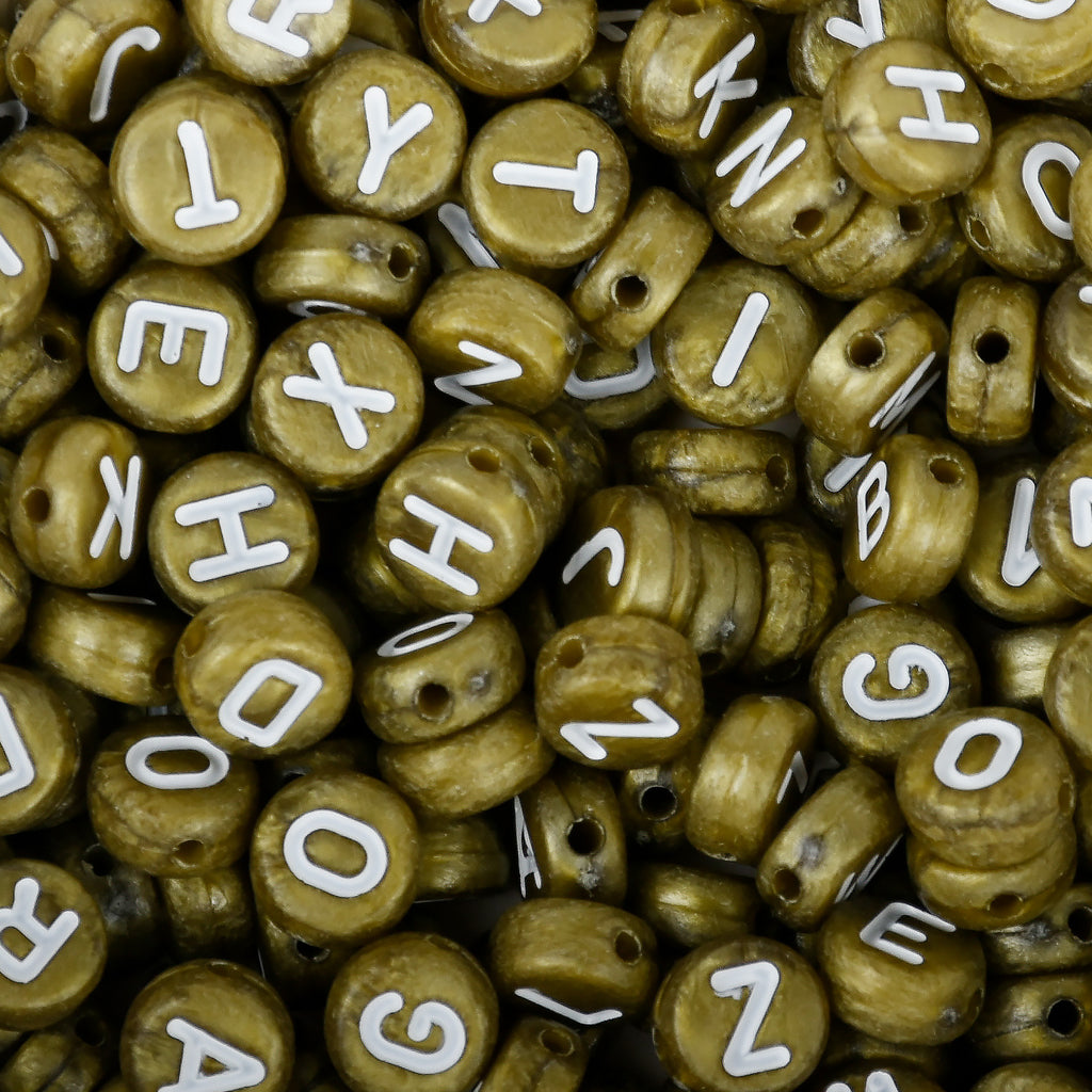 100pcs Gold Letter Beads Alphabet Acrylic Round Beads For Women Children  DIY Bracelet Necklace Findings 4*7mm