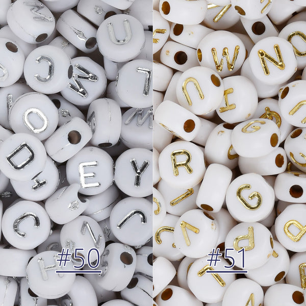 7mm White Alphabet Letter Beads Round Acrylic Beads A-Z letter beads personalized beads 100pcs/bag 103130