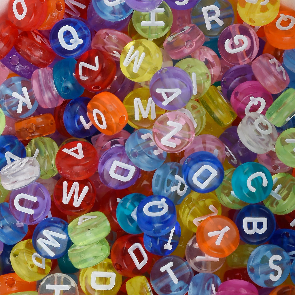 7mm Multi-colored Alphabet Beads Round Acrylic Beads Transparent Letter Beads for Jewelry Making 100pcs/bag 10313150