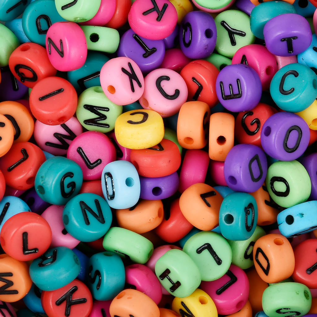7mm Solid Colorful Alphabet Beads Round Acrylic Beads Mixed Letter Beads for DIY Bracelet Necklace 100pcs/bag 10313250